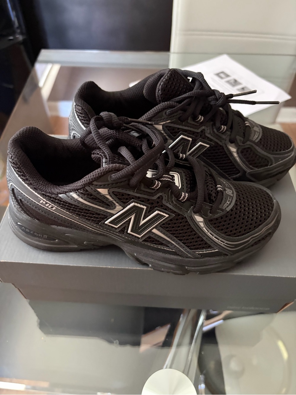 New Balance Kids Black & Gray Lace-Up Sneakers